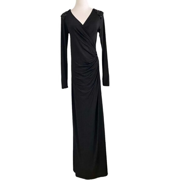 ISABELLA OLIVER MATERNITY BLACK SEQUIN SHOULDER LONG SLEEVE FORMAL DRESS - 2 - Picture 1 of 10